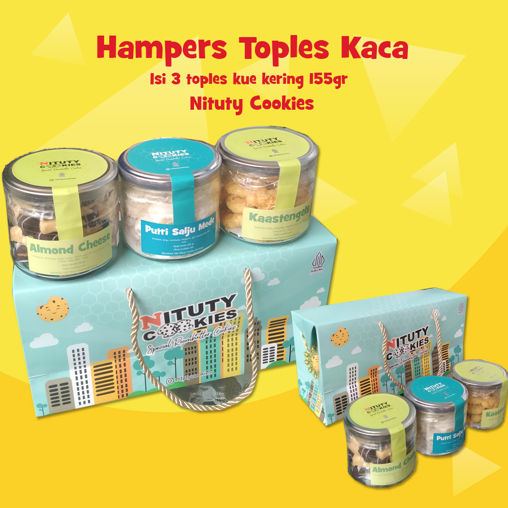 hampers parsel lebaran box animasi toples kaca isi 3